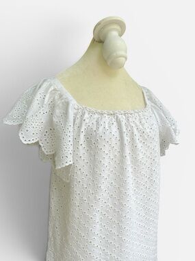 Joie Cotton Eyelet Blouse in White Size Medium NEW